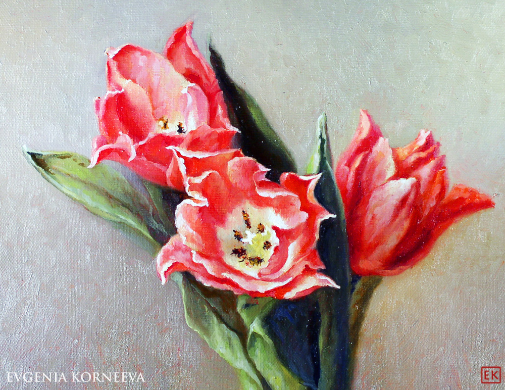 Картина с цветами Тюльпанов. Евгения Корнеева