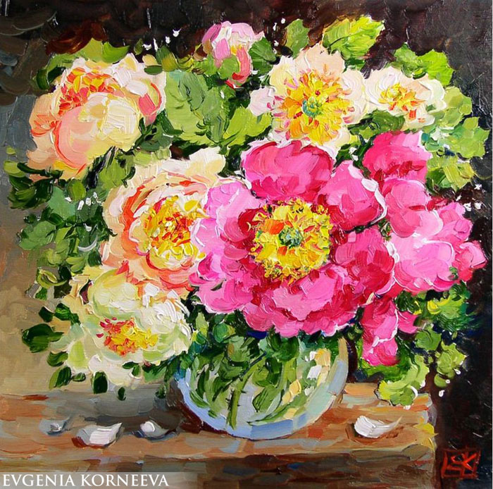 Картины с цветами - Картина цветов шиповник от художника Евгении Корнеевой