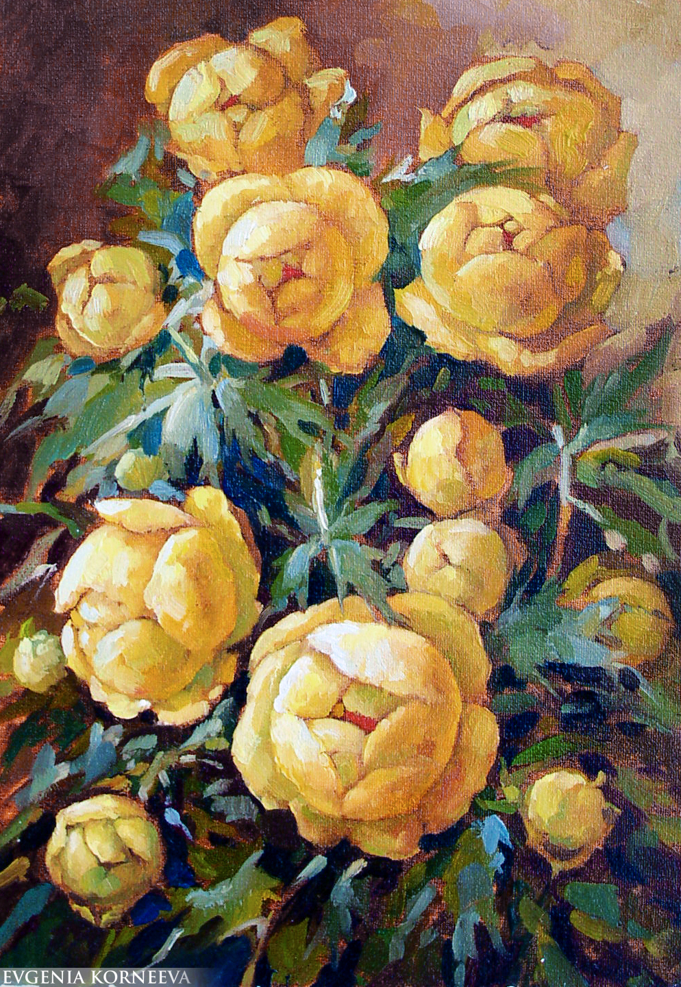 Живопись желтые цветы  в интерьер. Евгения Корнеева.