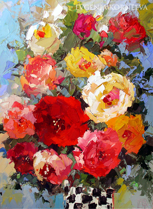 Картины с цветами, картины розы маслом, картины с цветами розы