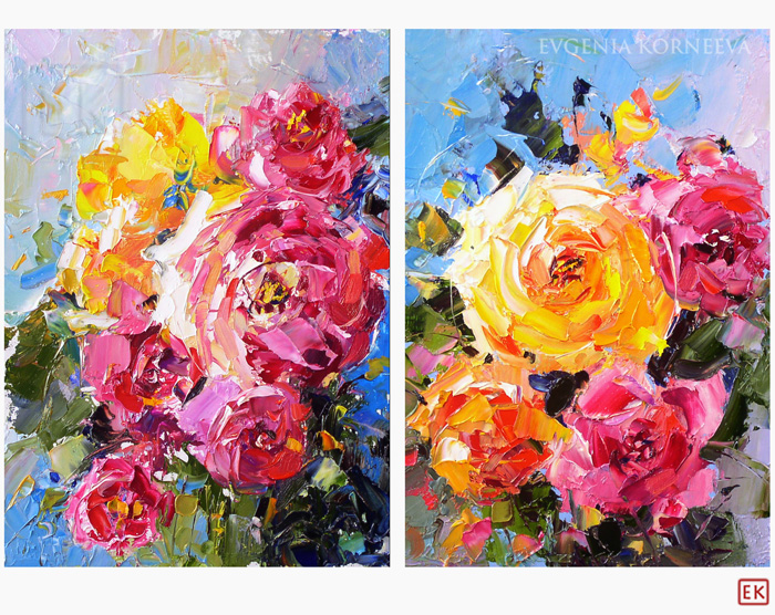 Картины с цветами, яркие картины розы маслом, картины с цветами розы
